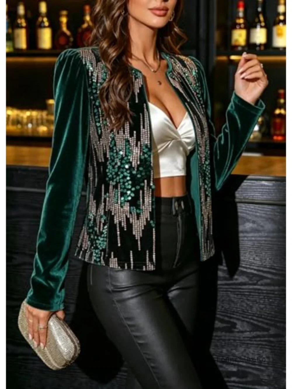 N/A cropped sequin